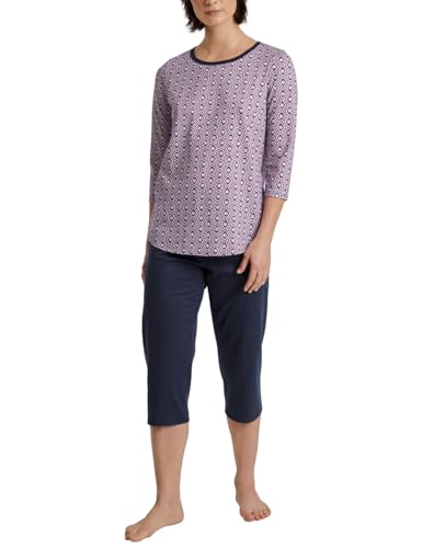 CALIDA Lovely Nights 3/4-Pyjama Damen, aus 100% Bio-Baumwolle, mit stoffbezogenem Gummibund