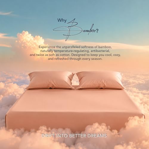 Image of Mush 100% Bamboo King Size Bedsheet with 2 Pillow Covers | 100x108 in | 300 TC Bedsheet for Double Bed King Size | Ultra Soft, Natural Breathable & Cooling Double Bed Luxury Sheets (Dusty Peach)