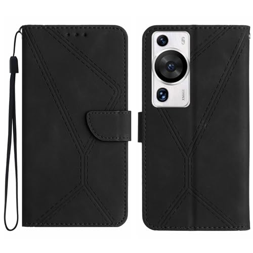 Rfvzubemok Compatible with Huawei P60 4G Case,Compatible with Huawei P60 Pro 4G Kickstand Flip Card Slot Magnetic Closure Phone Cover Black