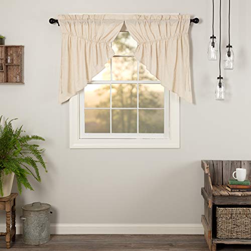 VHC-Brands-Simple-Life-Flax-Natural-Country-Farmhouse-Window-Curtain-Prairie-Swag-Set-of-2-36x36x18 VHC Brands Simple Life Flax Natural Country Farmhouse Window Curtain Prairie Swag Set of 2 36x36x18
