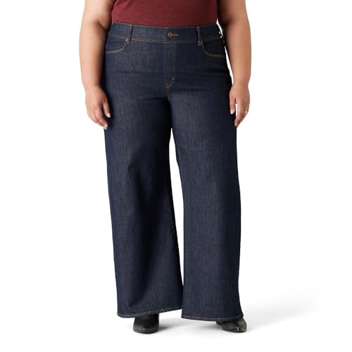 Levi Strauss Signature Women's Totally Shaping Ultimate Pull-On Wide Leg Jeans Mid-Rise Stretch Denim (Also Available in Plus), (New) Retro Dark, 12