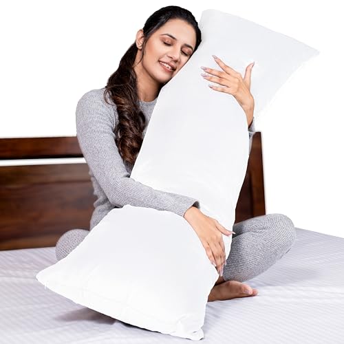 MY ARMOR Soft Microfiber Hug Pillow for Sleeping 53 x 16 Inches, Full Body Pillow, Long Pillow for Bed, Pregnancy Pillow for Sleeping, Large Pillow Without Cover, White