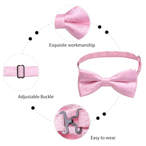 Image of Dubulle Mens Paisley Striped Bowtie Set Pre-tied Bowtie for Men and Pocket Square Set Wedding Business