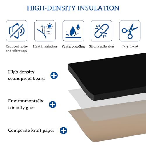 Sound Deadening Material for Cars, 157 mil 8.6 sqft Auto Sound Deadener Foam Mat, Audio Noise Heat Hood Shield Insulation and Dampening for Automotive - Thumbnail 3