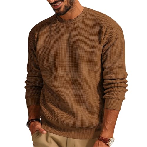 Men's Dress Crewneck Sweater Pullover Knit Long Sleeve Casual Slim Fit Pullovers