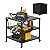 Outspark Outdoor Grill Cart, Pizza Oven Table for Ooni, Blackstone, Ninja Woodfire Grill Stand, Three-Shelf Movable Food Prep and Work Cart Table, Stainless Steel Trolley Table with Waterproof Cover