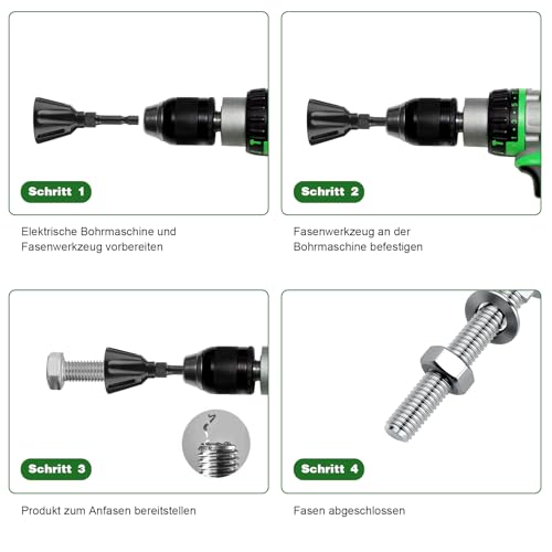 2 Stück Entgrater-Bit Anfaswerkzeug, Entgrater Metall, Fasenwerkzeug 3-20mm 5-25mm, Deburring Tool für Außenfasen Schrauben Bolzen Rohren Edelstahl, Kupfer, Befestigungselemente