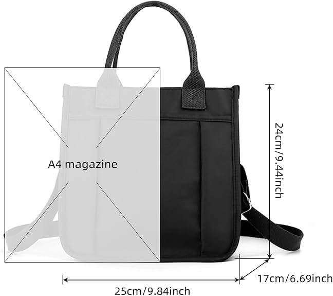 Small Tote Bag with Zipper Tote Bag for Women Nylon Satchel Hobo Bag Messenger Bag - Image 3