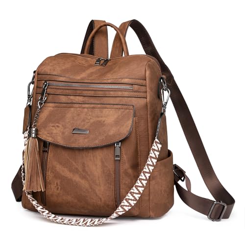 Sac à dos femme en cuir synthétique avec pompon moderne