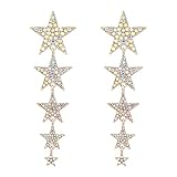 Star Tassel Earrings, Shooting Star Dangle Earrings for Women, Bohemian Star Fringe Earrings, Sparkl