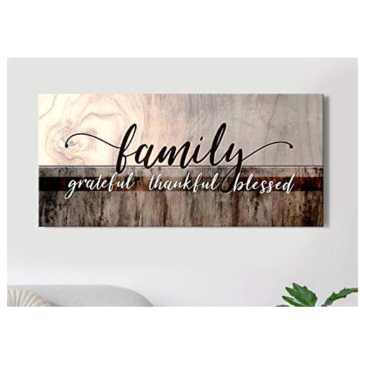 Sense Of Art | Family Grateful Thankful Blessed | Family Wall Decor | Christian Wall Decor | Family Signs | Blessed Wall Decor | Home Decorations (Brown, 60x27)