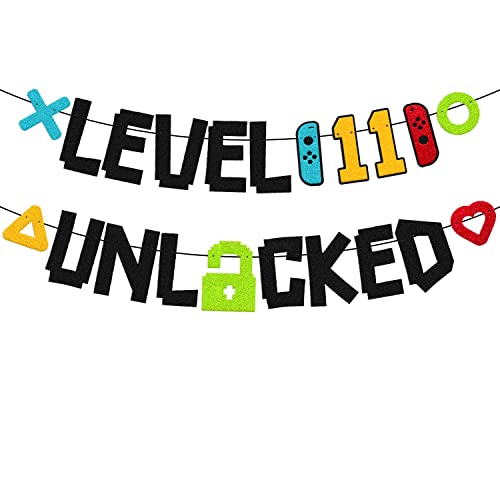Level 11Th Unlocked Sign Banner Happy 11Th Birthday Level Up Eleventh Bday Party Decorations For Video Game Controller Themed Kids Boy Girl Birthday Event Celebration Supplies Double Sided #TOP15
