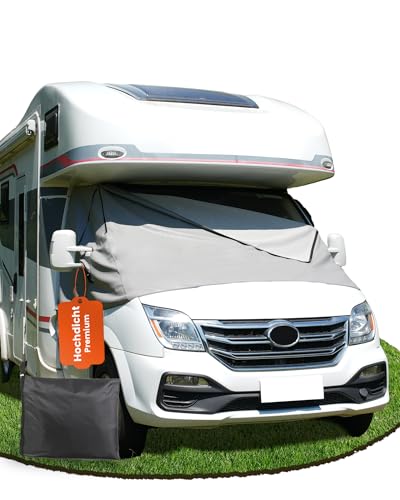 Ezcasch Frontscheibenabdeckung mit Reißverschluss Thermomatte Wohnmobil ZubehörUmfassender Schutz vor Sonnen Kalt und Staub Geeignet für FIAT Ducato Peugeot Boxer Citroen Jumper X250/290 ab 2006