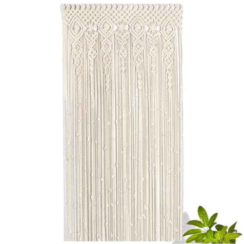 Cortina tejida bohemia para puerta, 90 x 180 cm, 95 x 200 cm, 100 x 200 cm, algodón, encaje, macramé, para colgar en la pared para boda, fondo, arco de ventana, decoración del hogar, color beige