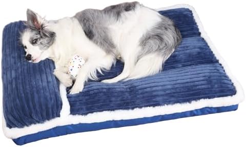 Orthopedic Dog Bed Pillow with Removable Cover Shredded Memory Foam Comfort Bolster Design Base Machine-Washable for Dogs Up to 65 lbs