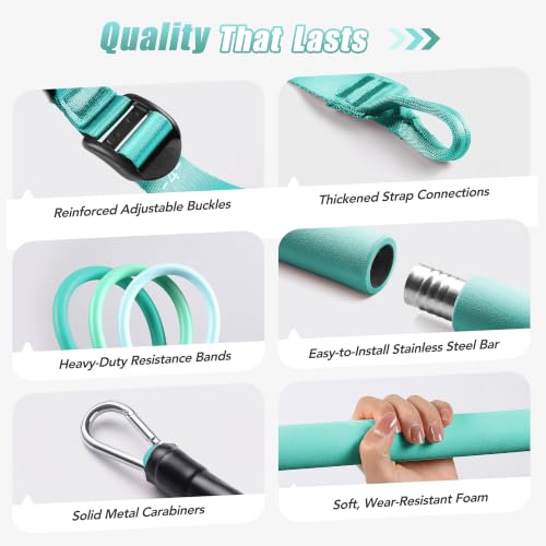 Image of Upgraded Pilates Bar Kit with Resistance Bands Natural Latex for Women & Men, Heavy-Duty Stainless Steel Multifunctional Yoga Pilates Stick for Home Gym Exercise Fitness Equipment Full-Body Workouts