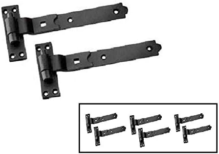 Gate Hinges Cranked 300mm 12" Pair Black Heavy Duty Hook and Band Hinge