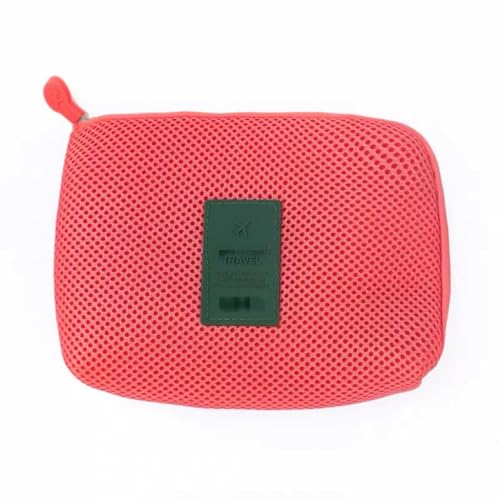 Portable Data Cable Storage Bag,Earphone Wire Organizer Case Travel Storage Bag Little Pouch Lady Cosmetic Organizer Storage Multifunction Nylon Storage Bag (red)