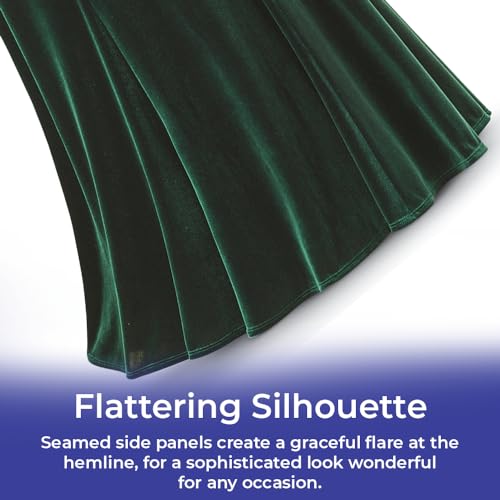 SAGEFINDS Green Velvet Skirt for Women, Luxurious Style for Holidays and Parties, Elasticized Waist, 39” Long4
