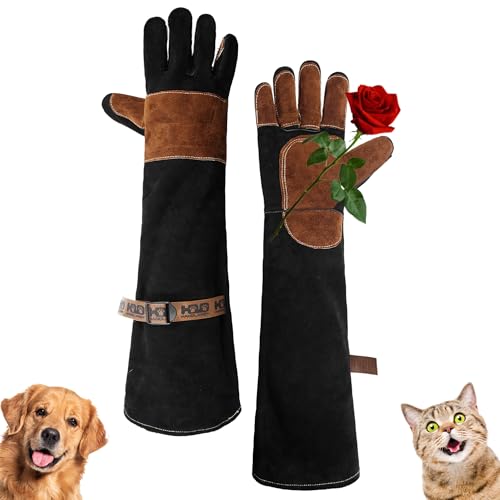 HANDLANDY 24 Inches Animal Handling Gloves Bite-Proof, Scratch-Resistant, Durable Pet Gloves for Dogs, Cats, Falconry 24 Inches Black-brown