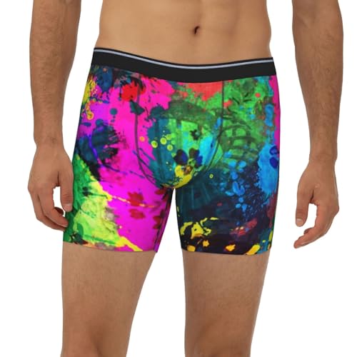 Glow in Dark Splatter Neon Mens Underwear Boxer Briefs Soft Breathable Stretch Long Leg Underpants for Men Teens4