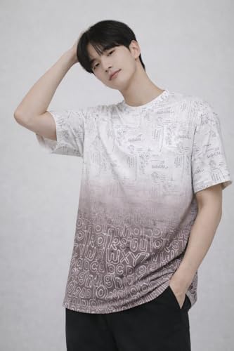 Image of London Hills Men's Cotton Printed Ombre Gradient T-Shirt | Loose Fit Casual Wear | Short Sleeve Crew Neck | Soft Breathable Fabric for Daily & Streetwear Use