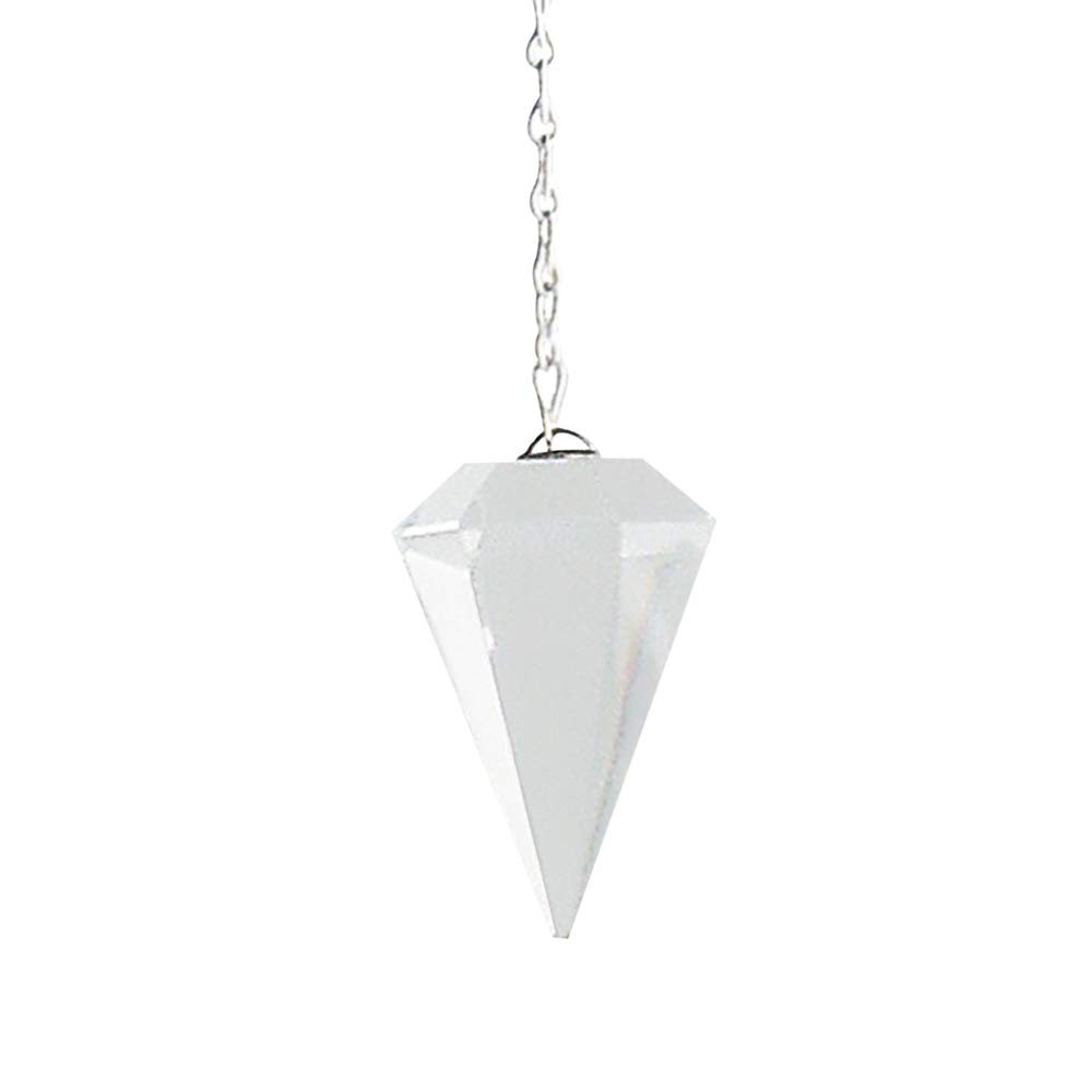Péndulo de cristal de roca pulido con cadena de piedras preciosas, piedras curativas, péndulo de cristal de roca, aprox. 4 cm