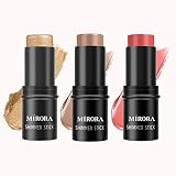 3 Pcs Cream Contour Sticks, Shades with Highlighter & Shadow & Blush, Shimmer Cream Powder Waterproo