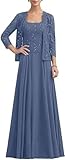 2 Teilig Brautmutterkleider Große Größen A-Linie Formelle Abendkleider Spitzen Chiffon Mutter Der Braut Kleid