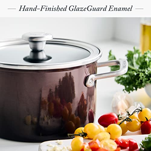 Merten & Storck European Crafted Steel Core Enameled Cookware, 3.9Qt Stock Pot With Lid, Induction, Pfas & Ptfe Free, Dishwasher Safe, Oven & Broiler Safe, Merlot Red #TOP1