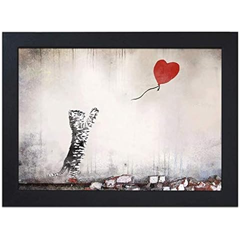 Cat with Balloon Cushioned Lap Tray Laptop Tray for Bed Laptrays for TV Dinners Lap Trays for Eating with Cushion Handmade Wood Frame Cover