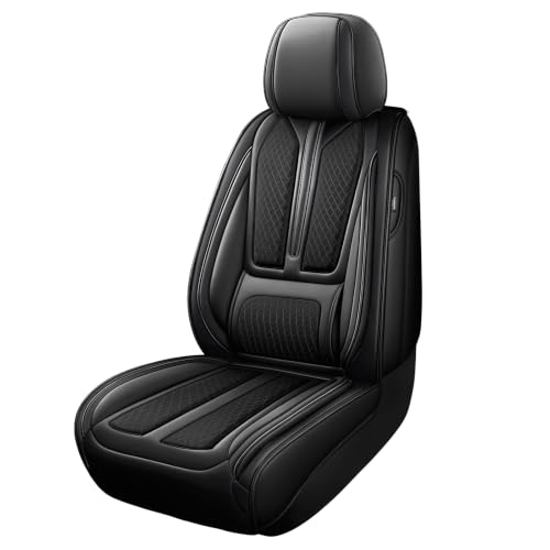 Image of Universal Leather Car Bottom Seat Cover, Full Wrap Driver Car Seat Protectors,Anti-Slip Automotive Front Seat Cushion, Waterproof Seat Cushion Pad Mat for Most Sedans, SUV, Trucks