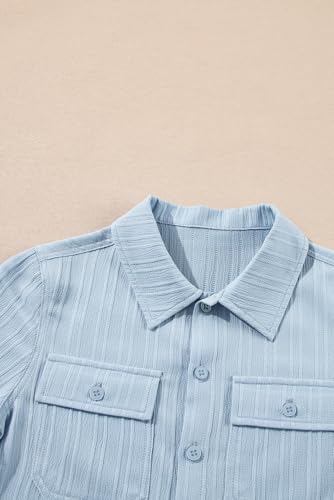 blibean Boys Button-Down Uniform Shirts Semi Formal Dress Tops with Chest Pockets3