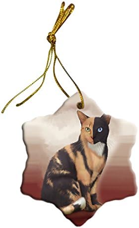 Doggie of the Day Chimera Cat Christmas Snowflake Ceramic Ornament