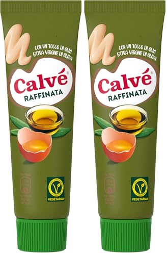 Calvé Maionese Raffinata Extra Vergine, Formato 150 ml, con Aggiunta di Olio Extravergine d'Oliva, Ideale con Carne e Verdure, Senza Glutine, Vegetariano (Confezione da 2)