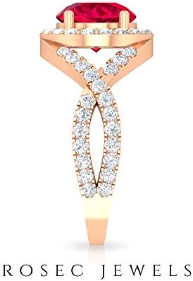 ソリティアハローリング 3 25カラットラウンド宝石 Hi Siダイヤモンド 8mm ルビー人工エンゲージリングスパイラルシャンクリングサイドストーン リングバレンタインギフト 14k ホワイトゴールド Size 18 B08mkv3zd8 38 580円