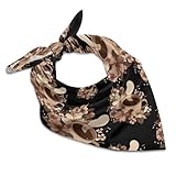 Coffee Tea Florals Fashion Bandana Square Silk Scarf Breathable Lightweight Scarves Neck Hair Head