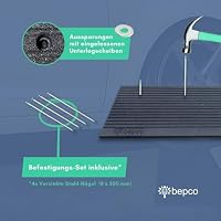 bepco Premium Schwellenrampe - Auffahrrampe aus recycltem Gummi, mit eingelagerten Unterlegscheiben für Terassen, Türschwellen, Bordsteinkanten, Treppen (mit Stahlnägel (Verzinkt), 100 x 35 x 10 cm) – Ansicht 5