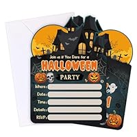 HEYINSHEN 20 Set Halloween Birthday Invitation Card Halloween Party Invitations Cards with Envelope Halloweens Castle Birthday Invitation for Kids Adults Pumpkin Skull Card Spooky Season Party Favor