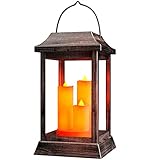 Vintage Solar Lanterns Outdoor Decorative Candle Lantern Hanging Waterproof Metal & Glass Tabletop L