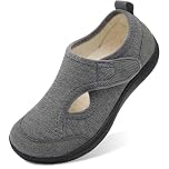 JIASUQI Breathable Diabetic Shoes for Women Non-Slip Wide Shoe for Swollen Feet Adjustable Arthritis Walking Shoes Ladies House Slippers(Grey 38,Size 5)