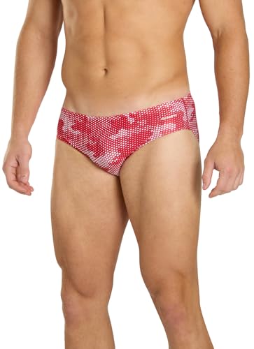 Sporti HydroLast Men's Athletic Brief Swimsuit, Digi Camo - Red - 28