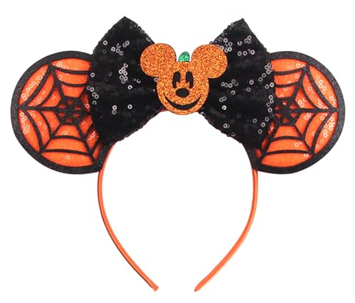 RAZKO Minnie Ears Headband in Halloween-Spider Rose Gold Iridescent & Silver Blue Rainbow Mouse Ears One Size Fits All