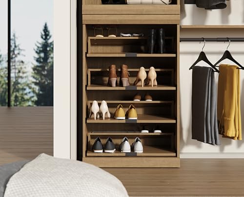ClosetMaid Mosaics 4 Pull-Out Shoe Storage Unit, Holds Up to 24 Pairs of Shoes, 40.29" H x 25.5" W x 15.9" D, Toasted Oak by ClosetMaid - Image 5