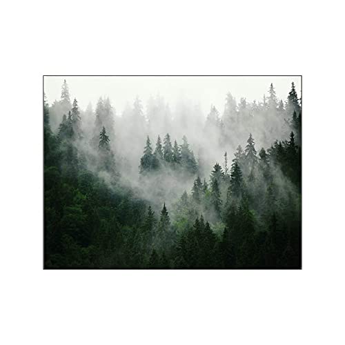 ABCWARRT Cuadro De Bosque De Nubes De Montaña Cartel Escandinavo De Paisaje Natural Decoración Nórdica Estampado De Paisaje Cuadro sobre Lienzo para Pared (50 * 70cm Sin Marco,1) Cover