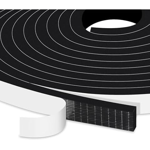 Trisiki Upgraded Strong Adhesive Weather Stripping Door Seal, Noise-Reduction Doors and Windows Insulation Foam Tape, Air Conditioner Seal Strip, Anti-Vibration, Anti-Collision(1/2 in x 1/4 in x 33Ft) Cover