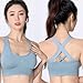 Crisscross Back Sports Bras for Women Soft Support Workout Gym Bra High Impact Breathable Fitness Yoga Tank Tops Bra Light Blue