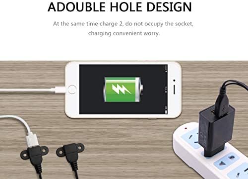 USB 2.0 Male to Dual Female Charging Extension Cable, Furniture nightstand USB Charging Port,Panel Mount Cable with Screw Hole Used for: Mobile Phones, Table Lamps, Portable Power and More(1.5m)