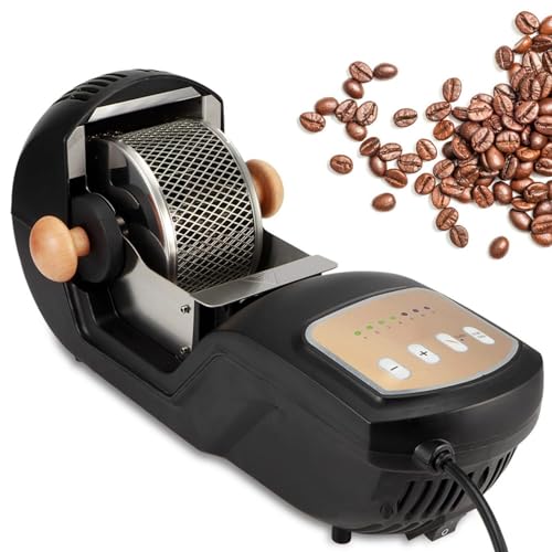 ZUMAHA Tostatrice per caffè Elettrica da 1500 W, Tostatrice per caffè, Tostatrice Automatica per Chicchi di caffè Regolabile A 7 Marce, con Luci A LED per La Cottura delle Noci dei Chicchi di,110V