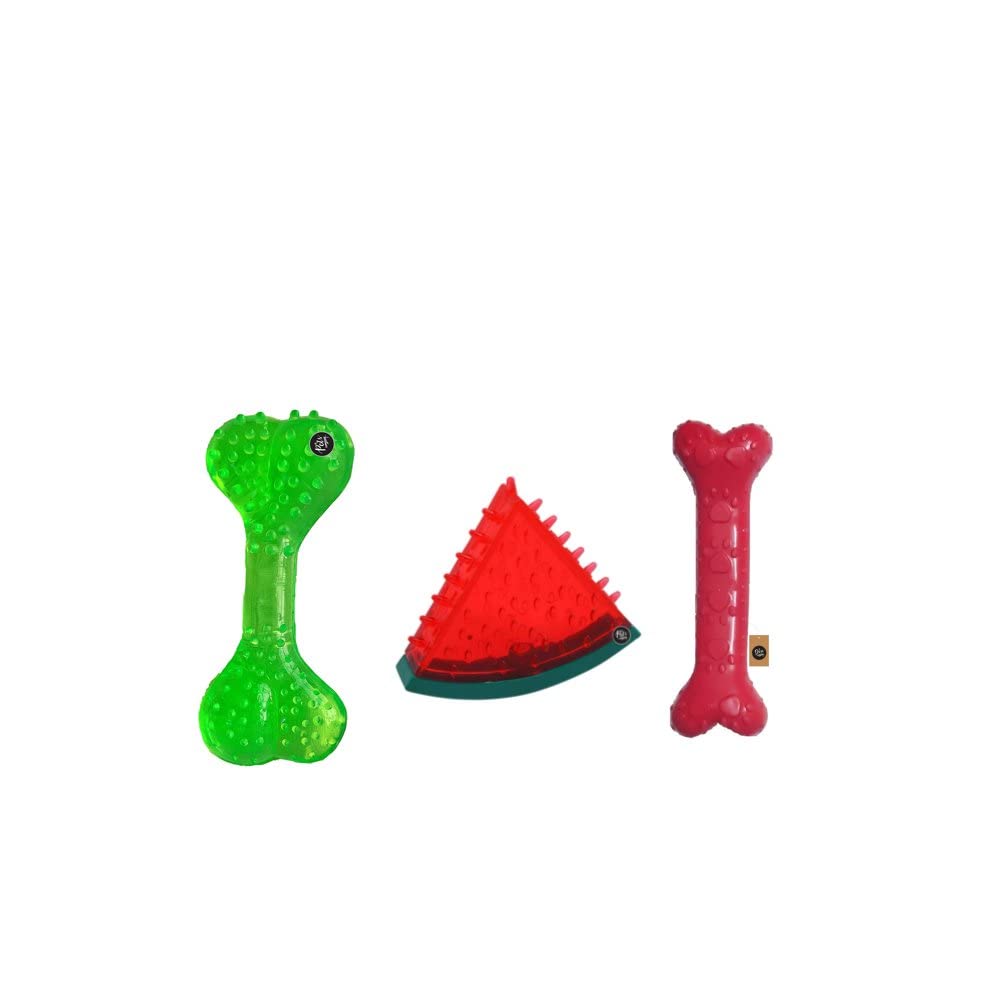 The Pets Company Rubber Dog Chew Toy Combo (TPR Dog Bone 6" + Rubber Bone 6"+ Squeaky Watermelon Dog Toy 6") | Teething Toys for Puppies & Small Dogs (B0BMLGG997) Amazon Price History, Amazon Price Tracker